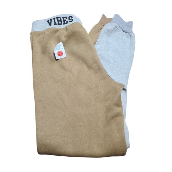 Women's Sweatpants M Colorblock- Love Love Love Mocha And Gray NWT - Picture 5 of 5